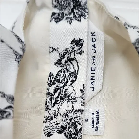 Janie and Jack Cream and Sugar Floral Toile Bow Dress - Picture 2 of 8